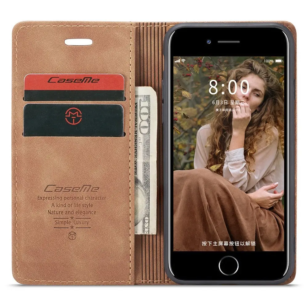 Slim Plånboksfodral iPhone SE 2022 Cognac