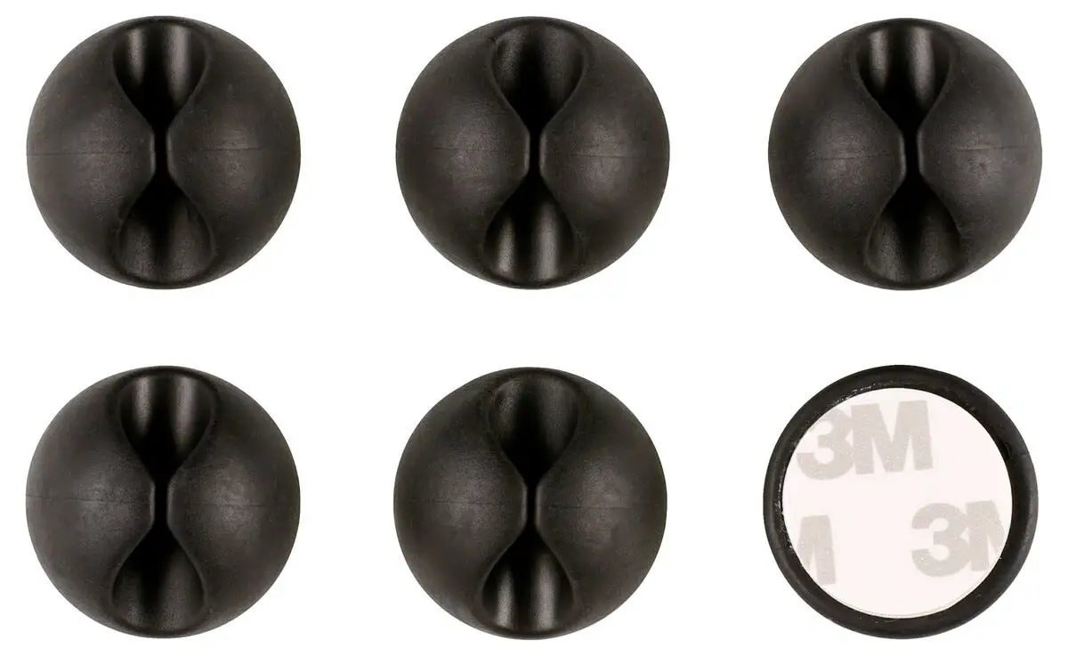 6-pack Kabelhållare Svart