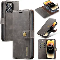 iPhone 15 Pro Pungetui med aftageligt cover, Brown