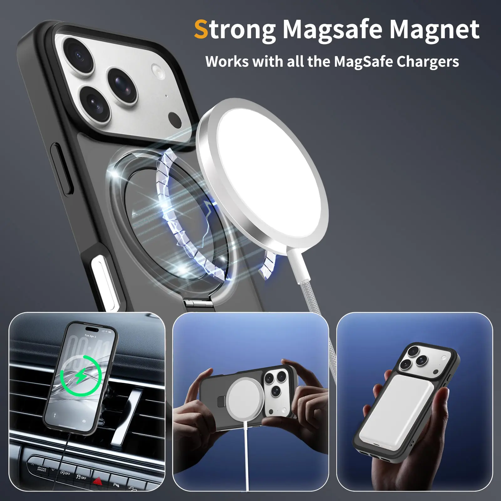Hybridskal Magnetic Ring iPhone 18 Pro Svart