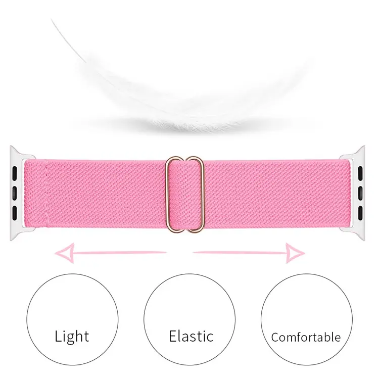 Elastiskt Nylonarmband Apple Watch Series 12 47mm Ljusrosa
