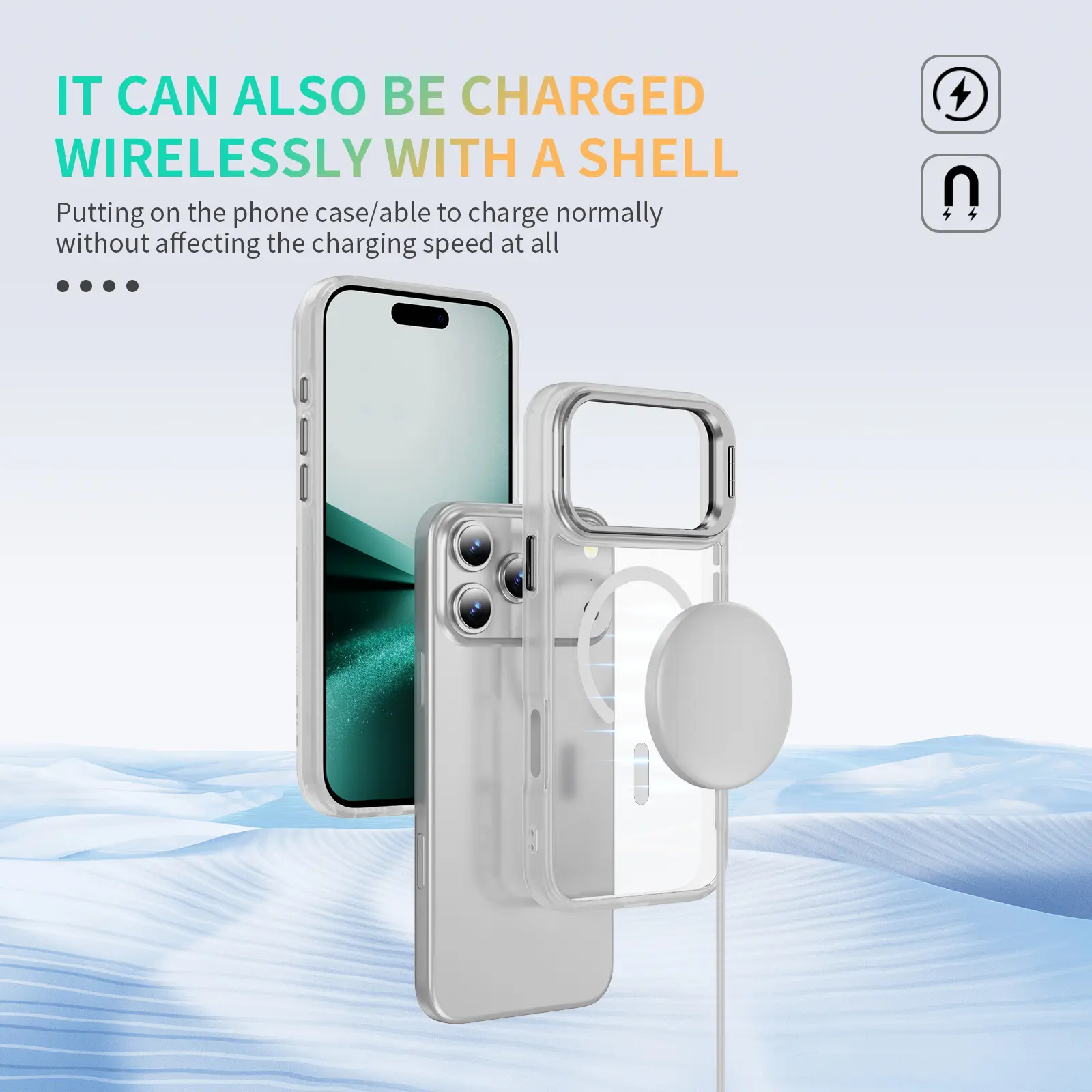 Hybridskal Kickstand MagSafe iPhone 18 Pro Max Genomskinlig