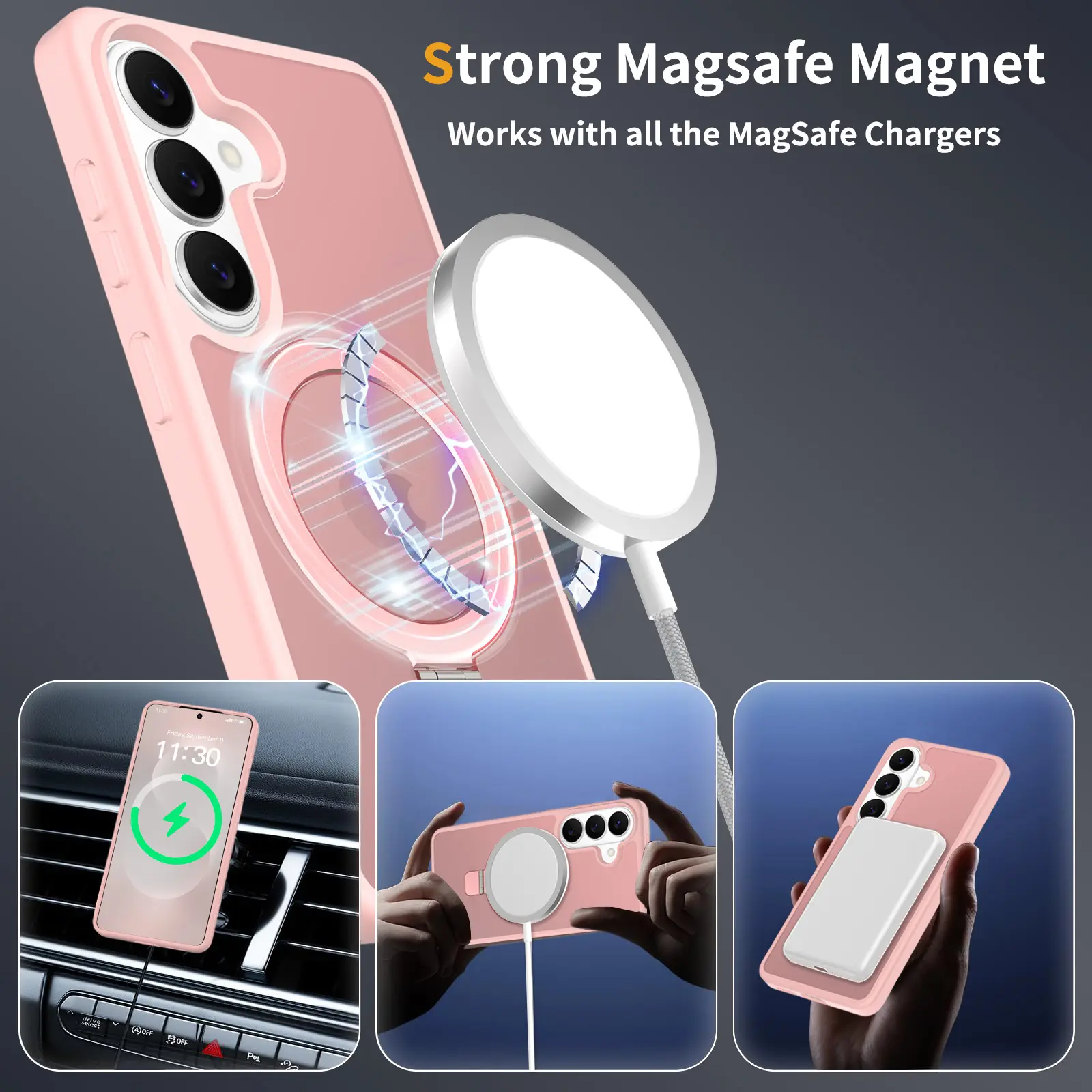 Hybridskal Magnetic Ring Samsung Galaxy A57 Rosa