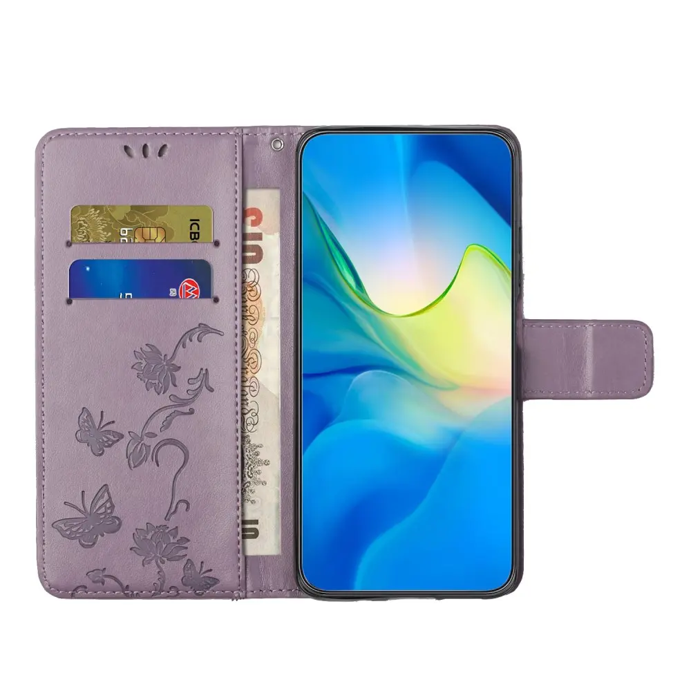 Läderfodral Fjärilar Samsung Galaxy A56 Lila