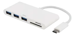 USB-C Hub 3x USB-A + SD/microSD hvit