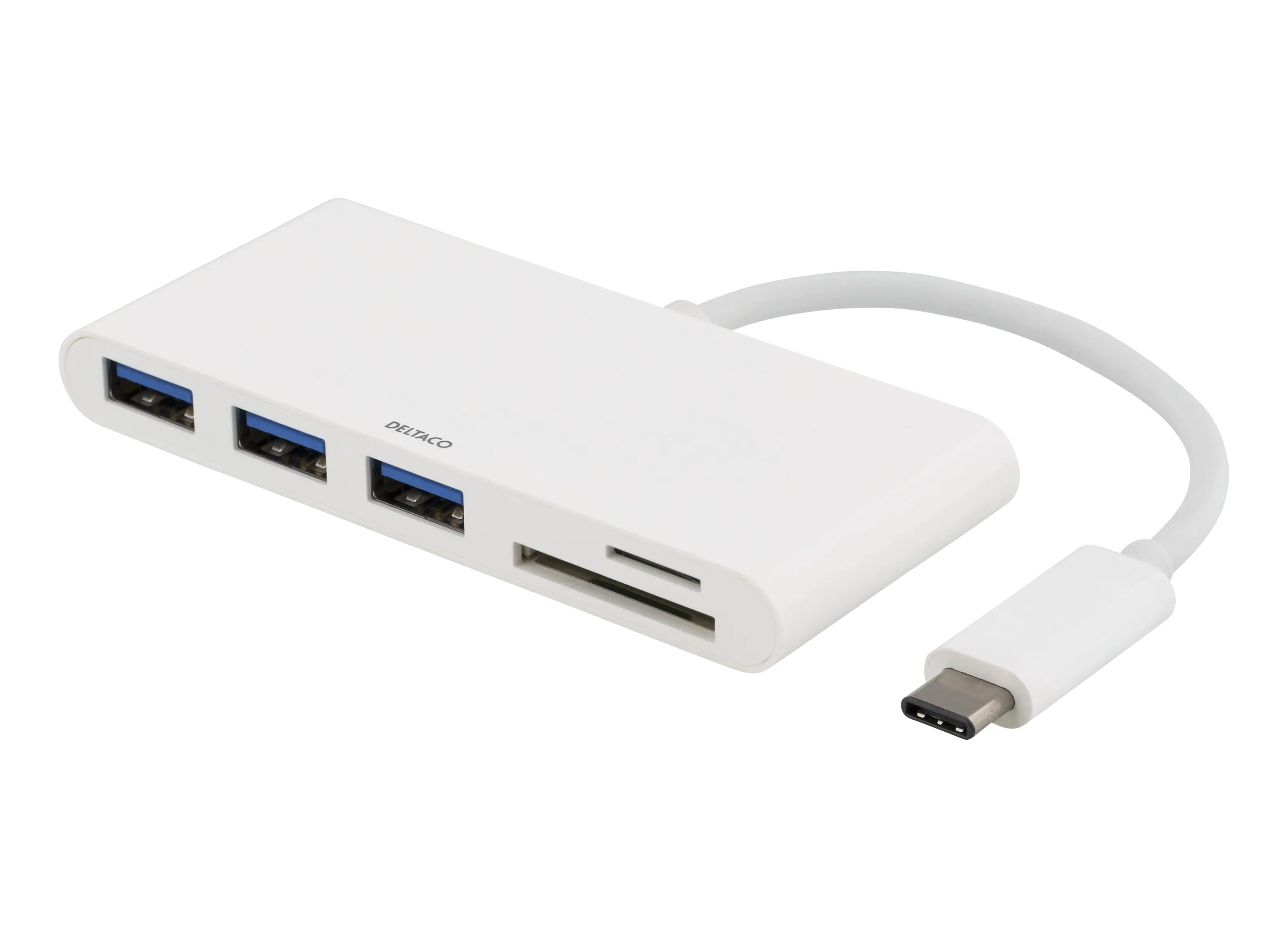 USB-C Hub 3x USB-A + SD/microSD hvid