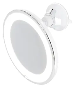 Sminkespejl med LED-belysning og sugekop, Hvid