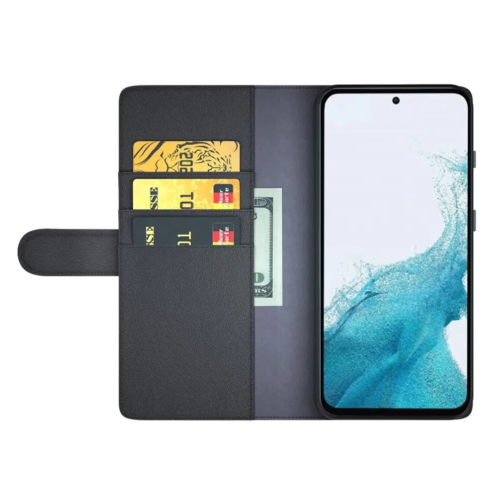 Äkta Läderfodral Samsung Galaxy A54 Svart