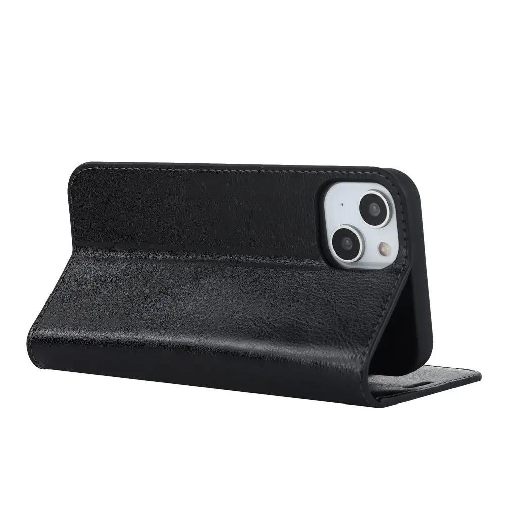 Mobilfodral Äkta Läder iPhone 15 Svart