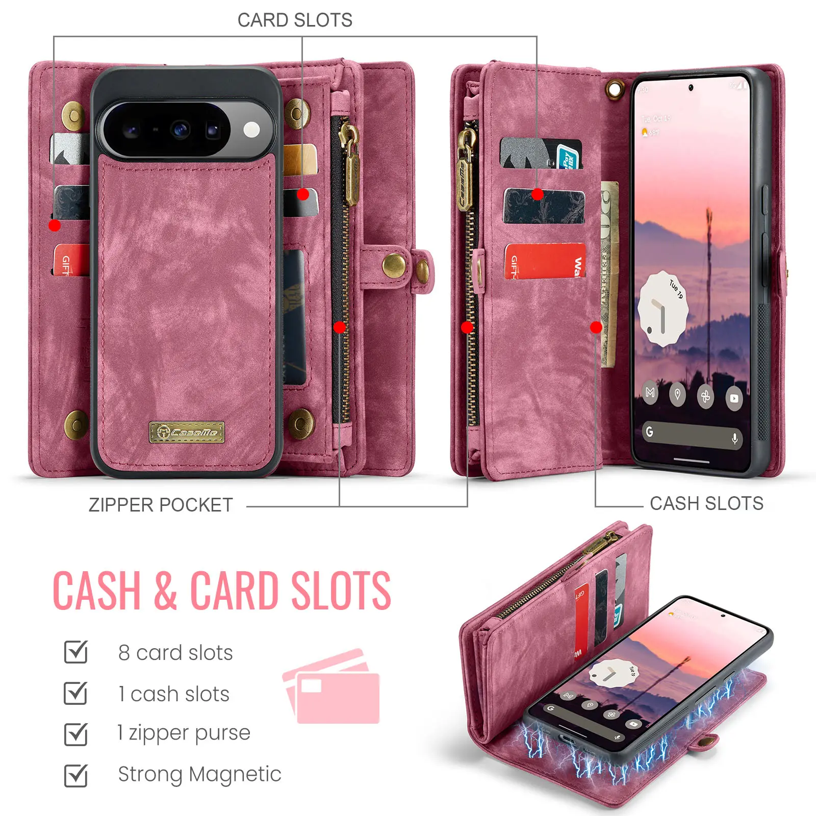 Multi-slot Plånboksfodral Google Pixel 11 Pro Röd