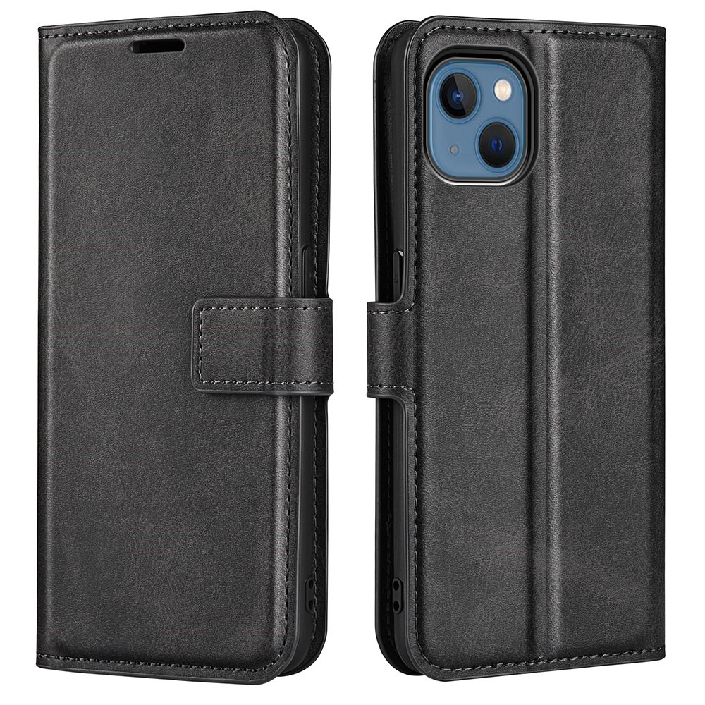 Leather Wallet iPhone 14 Plus Black - Lommebokdeksel - Etui