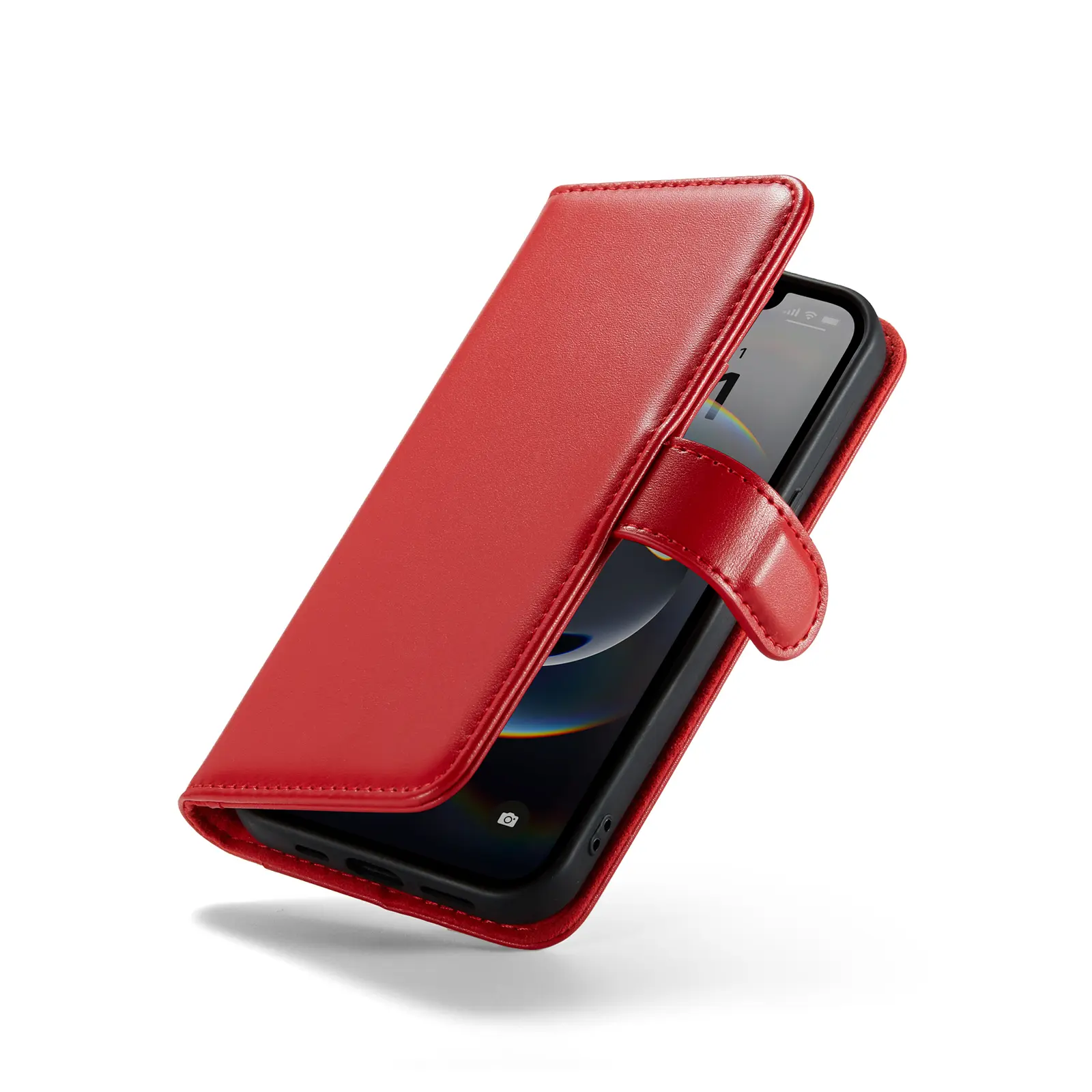 Äkta Läderfodral iPhone 12/iPhone 12 Pro Röd