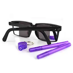 Spionbriller med UV-lys og spionpen