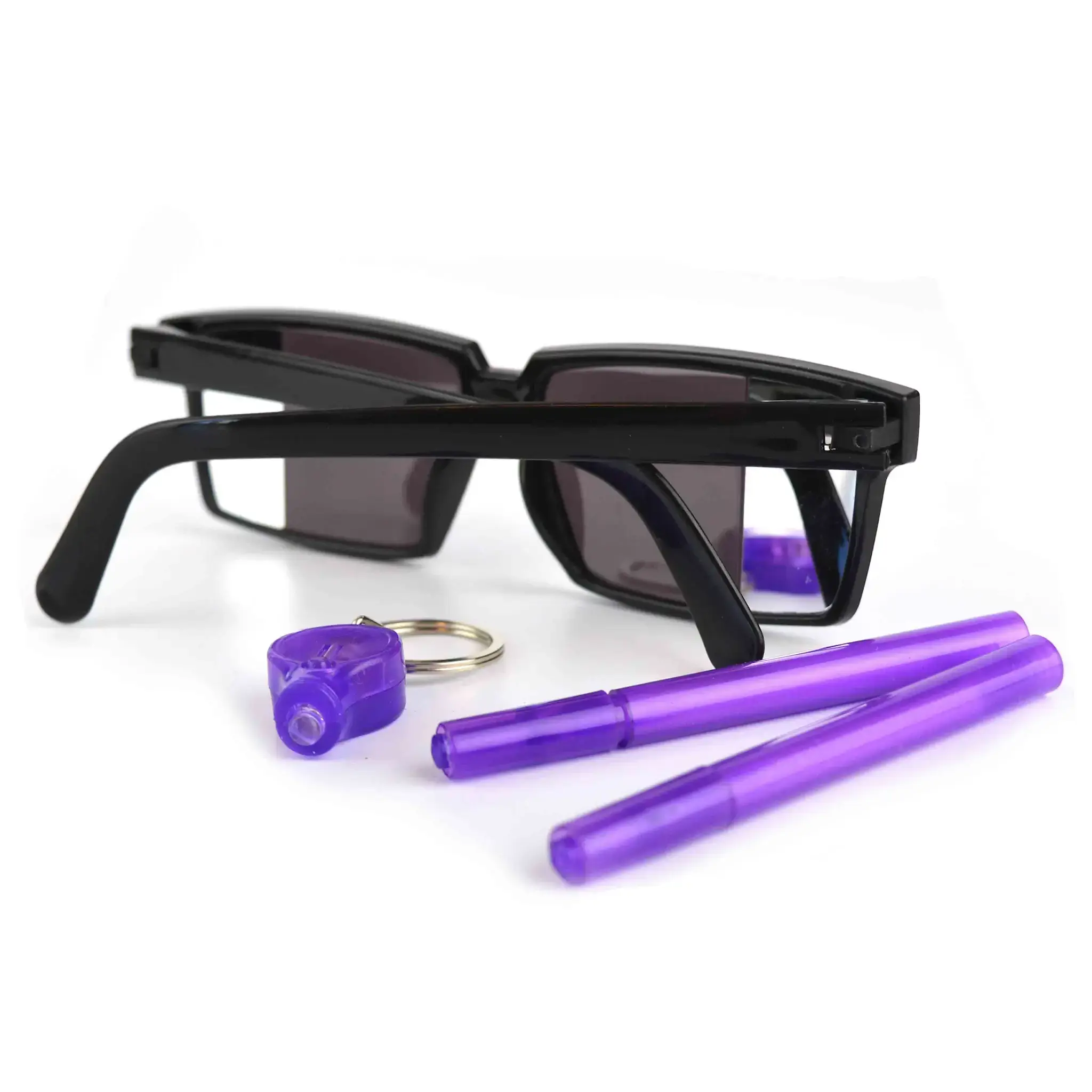Spionbriller med UV-lys og spionpen