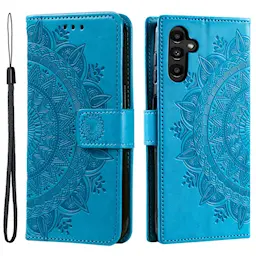 Läderfodral Mandala Samsung Galaxy S24 blå
