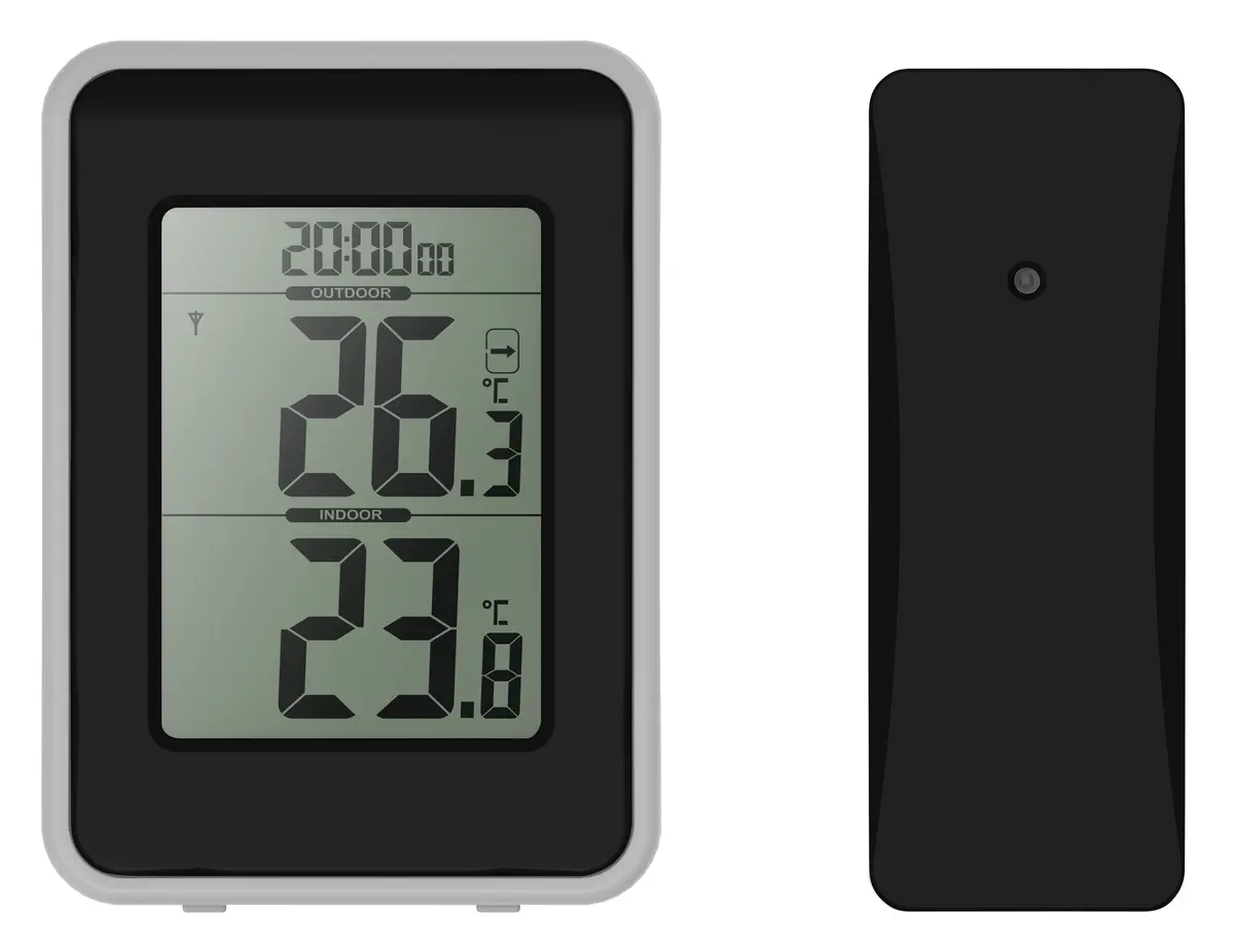 Trådlös Termometer Inomhus/Utomhus, Svart
