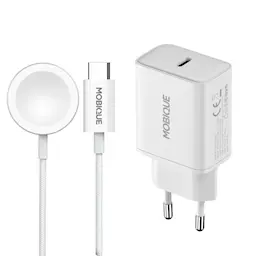 Komplett lader Apple Watch SE 40mm kabel og vegglader 20W Hvit