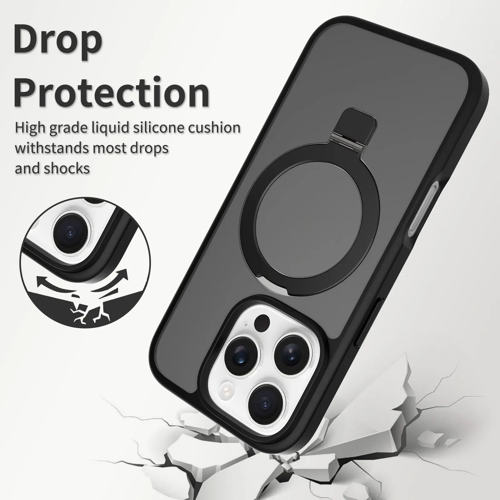 Hybridskal Magnetic Ring iPhone 16 Pro Svart