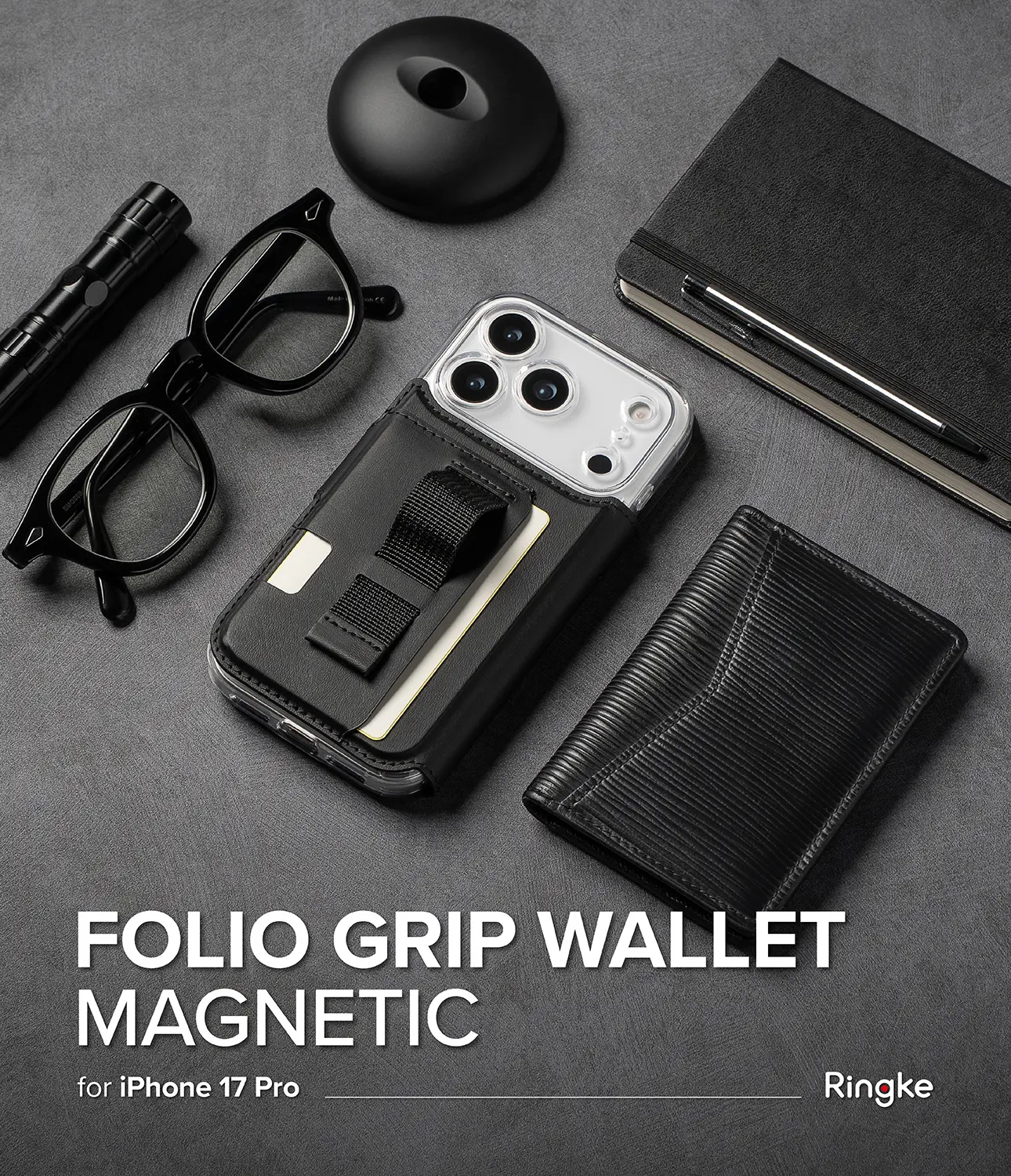Folio Grip Wallet Magnetic iPhone 17 Pro Black