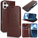 Mobiltaske Ægte Læder iPhone 16 Mørkebrun