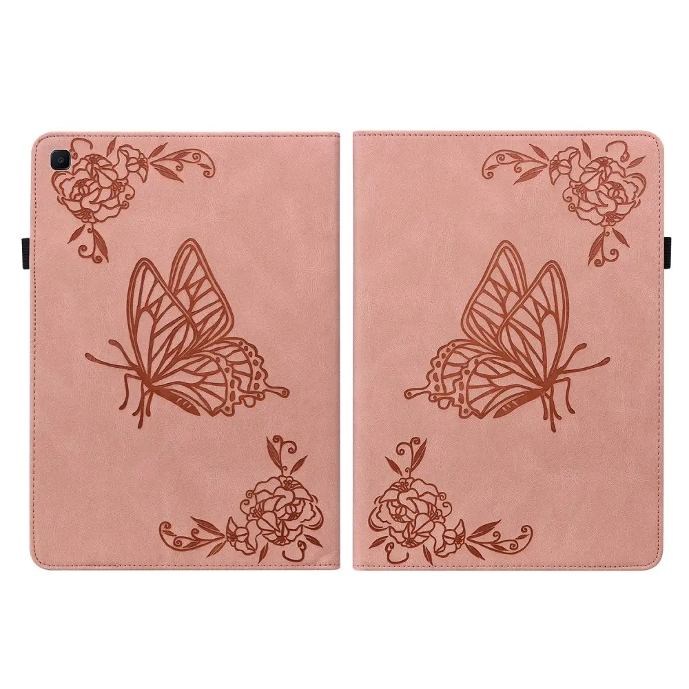 Läderfodral Fjärilar Samsung Galaxy Tab S6 Lite Rosa