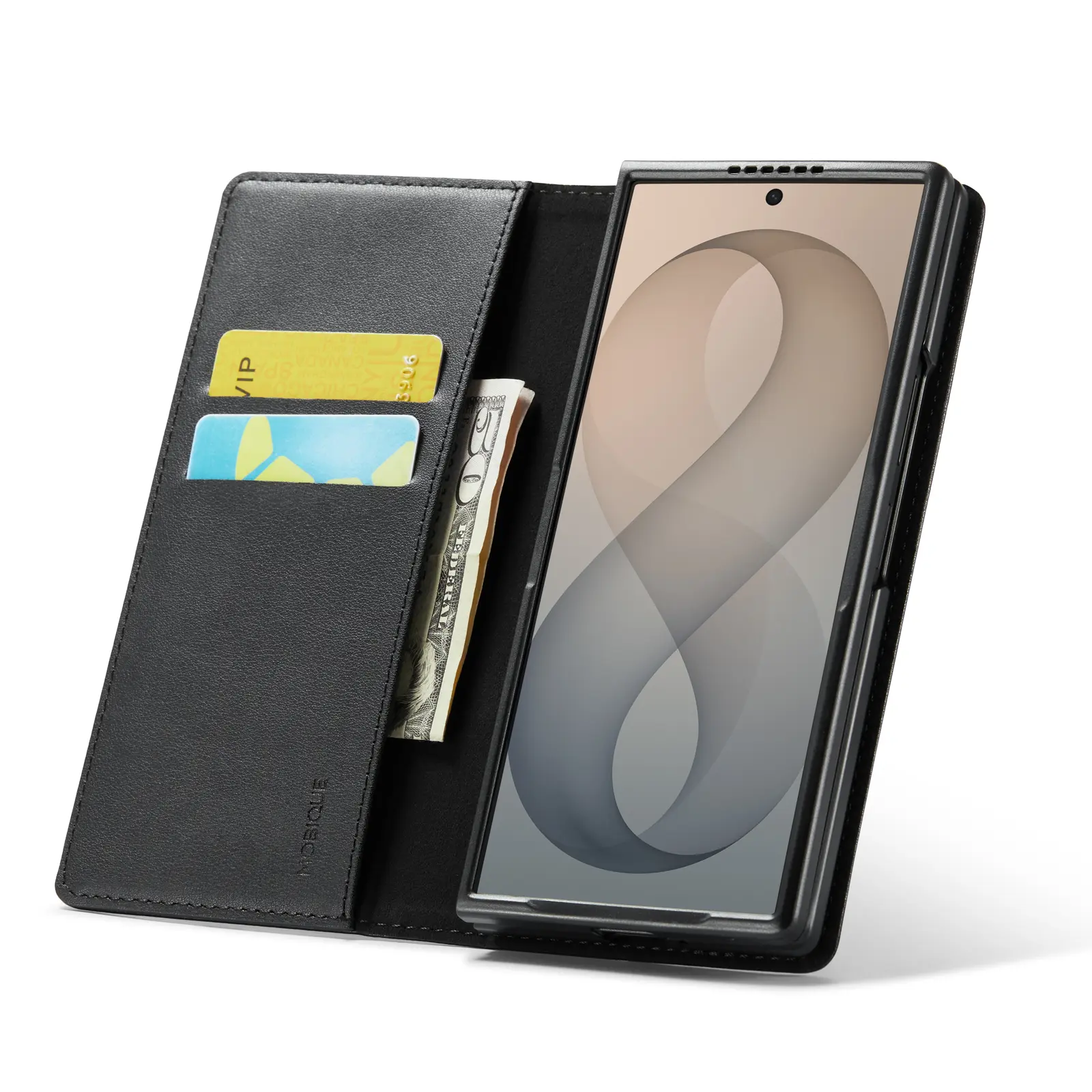 Äkta Läderfodral Samsung Galaxy Z Fold 8 Ultra Svart