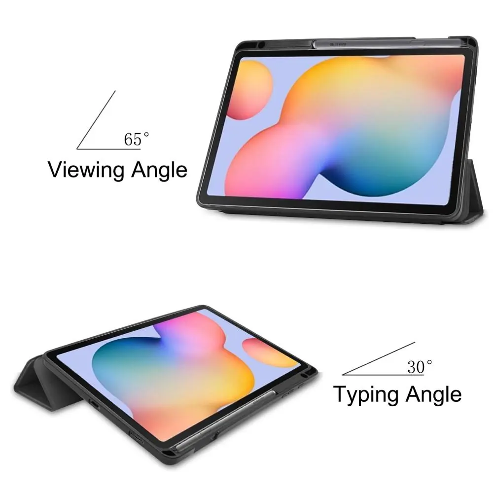 Samsung Galaxy Tab S6 Lite Fodral Tri-fold med Pencil-hållare Svart