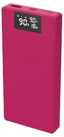 Powerbank USB-A + USB-C med display 10000 mAh PD 20W Lyserød