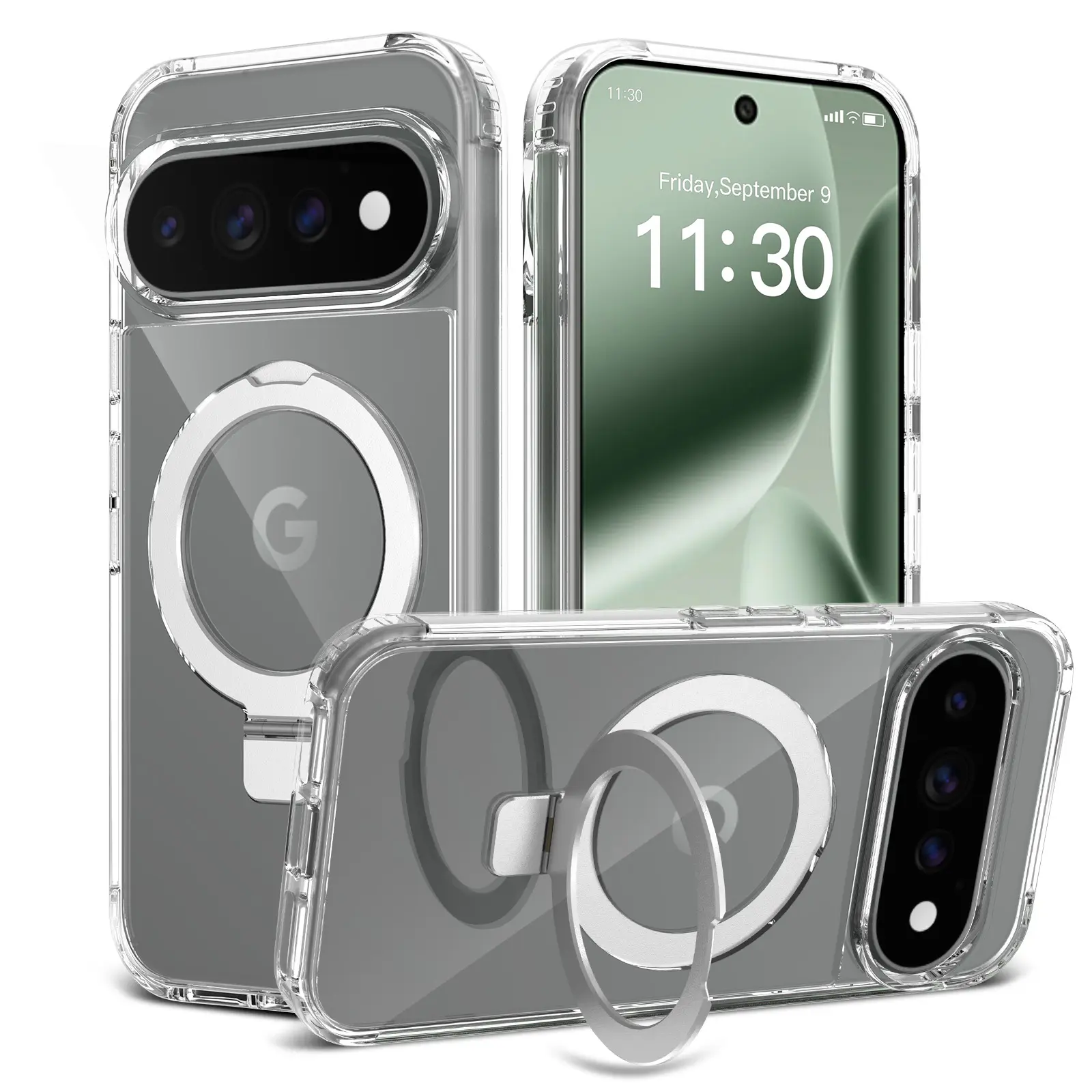 Hybridcover MagSafe Ring Google Pixel 11 Gennemsigtig
