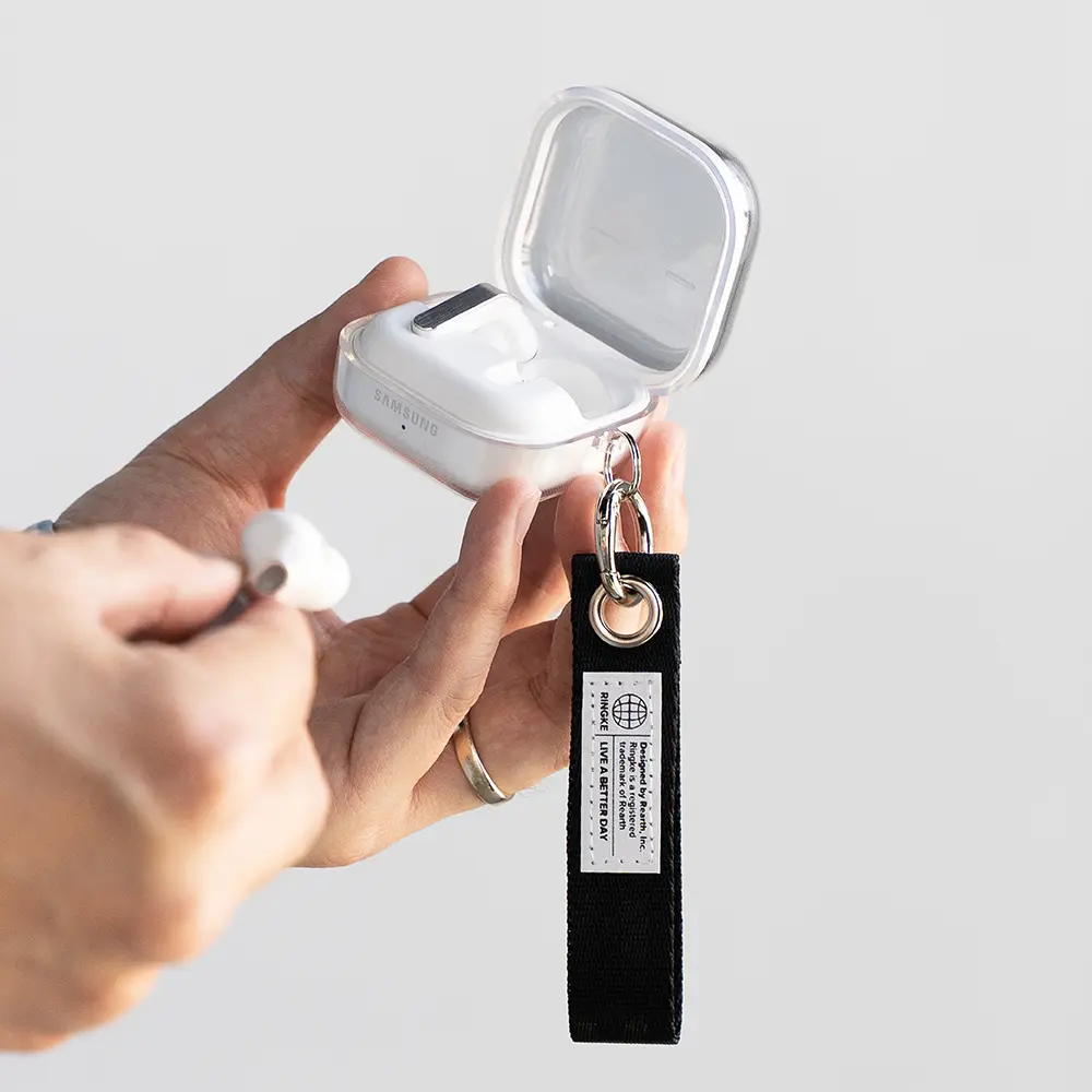 Holder Link & Eyelet Keyring Strap Black