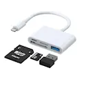 4-i-1 sovitin Lightning USB-A + SD/TF + Lightning Valkoinen