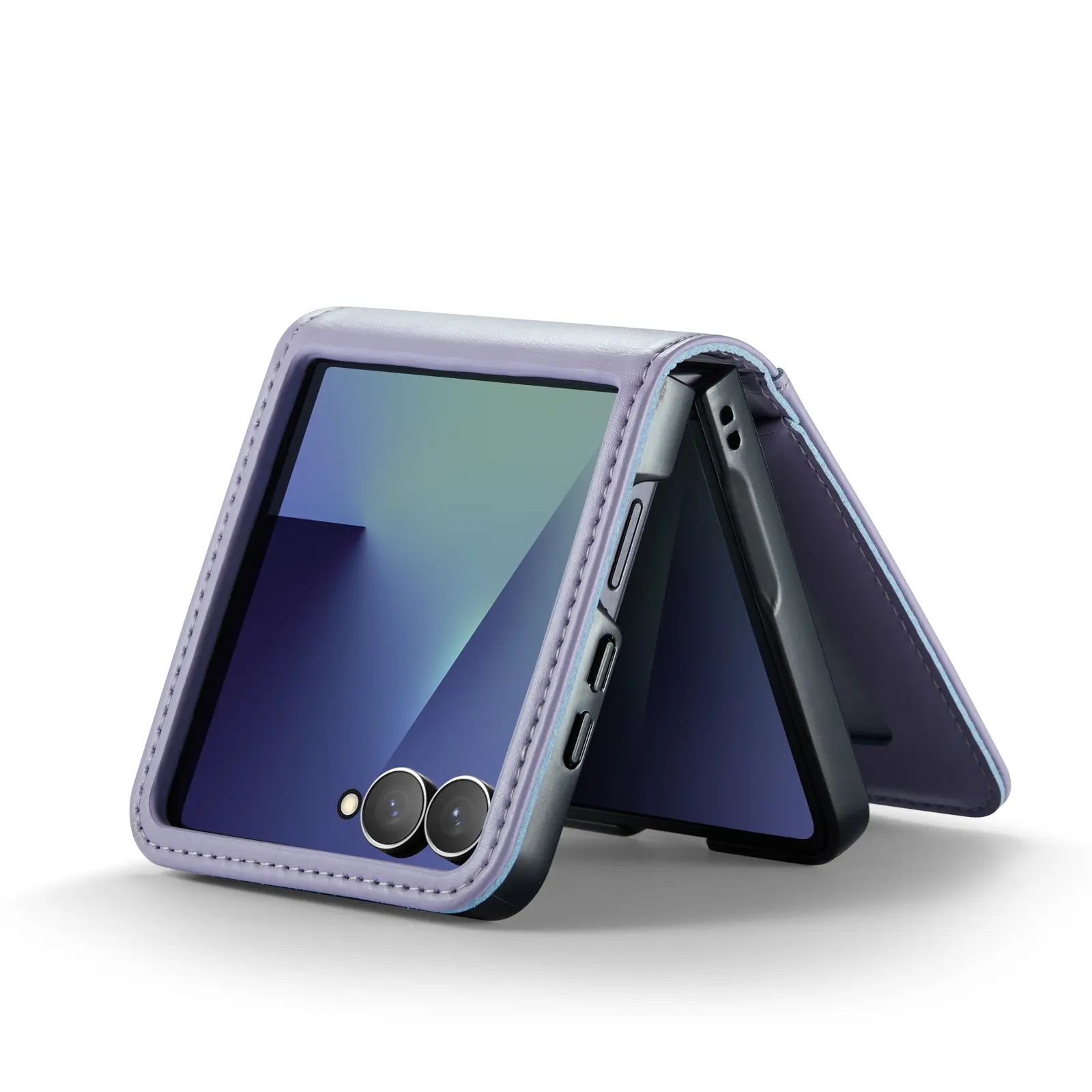 Äkta Läderfodral Samsung Galaxy Z Flip 8 Lila