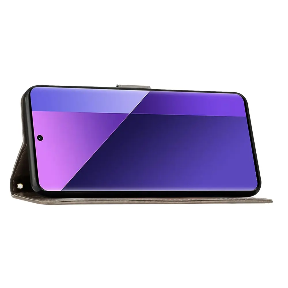 Läderfodral Fjärilar Xiaomi Redmi 14C Grå