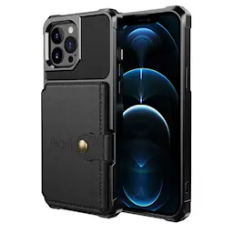 iPhone 13 Pro Støtsikkert deksel med lommebok, Svart