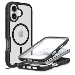 iPhone 17 Mobiilikotelo magneettinen täyssuojaus, Musta/läpinäkyvä