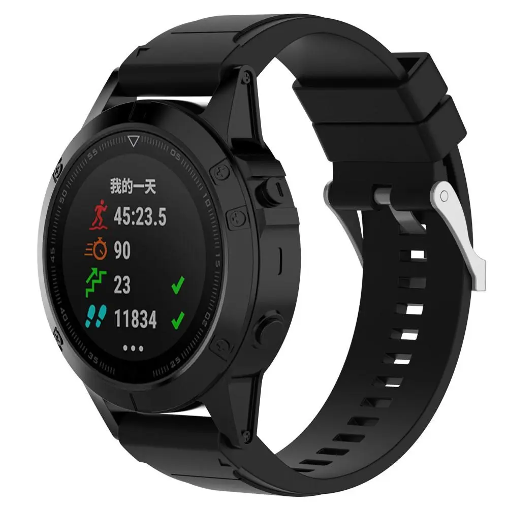 Rem af silikone til Garmin Fenix 3 HR/Fenix 3 Sort