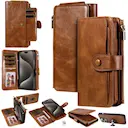 Magnet Leather Multi-Wallet iPhone 15 Pro Max brun