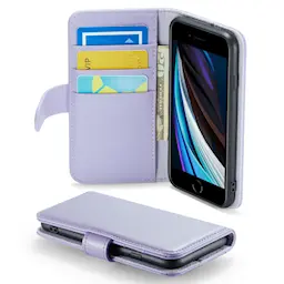 iPhone SE 2022 lompakkokotelo aidosta nahasta, Liila