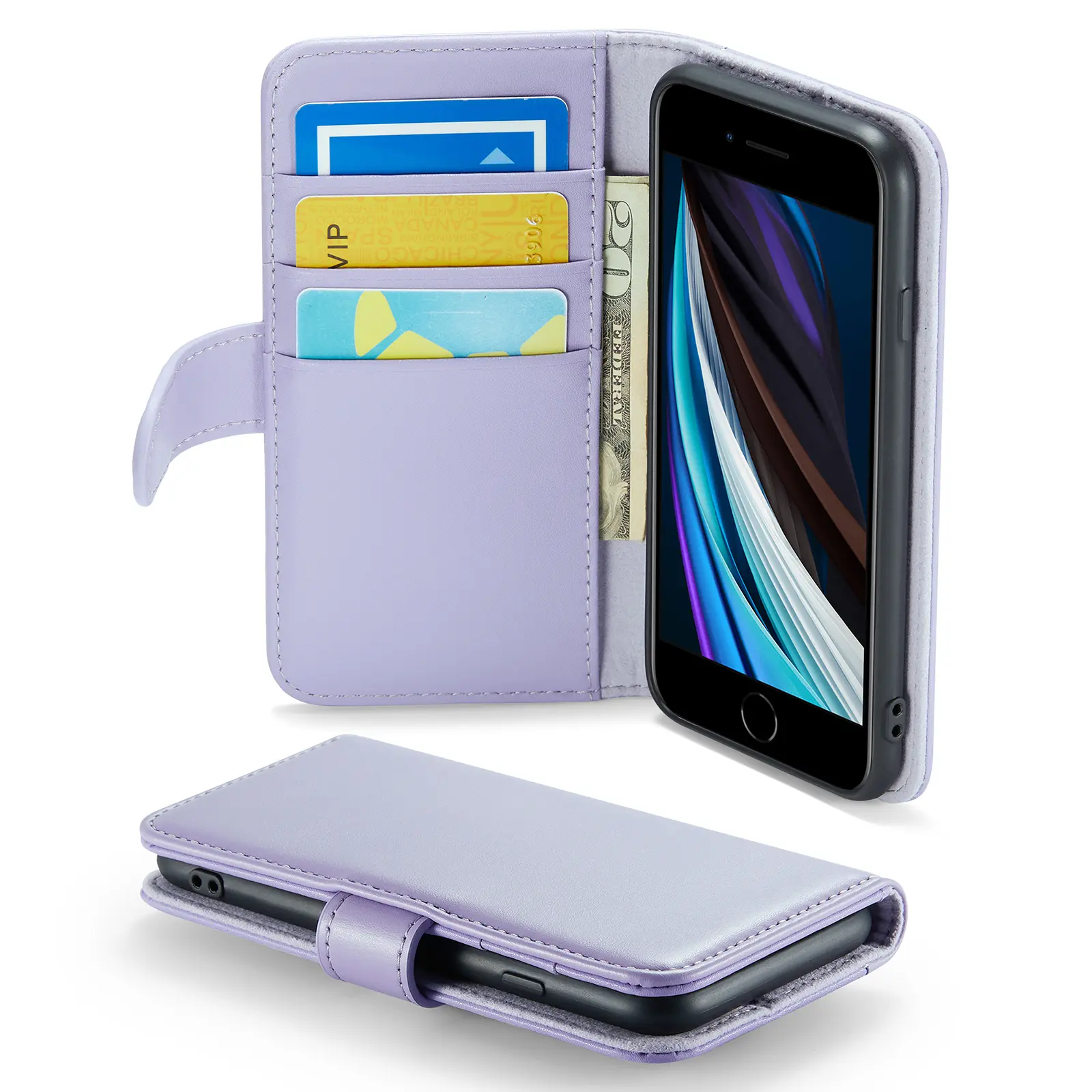 Ægte Læderetui iPhone SE 2020 Lilla