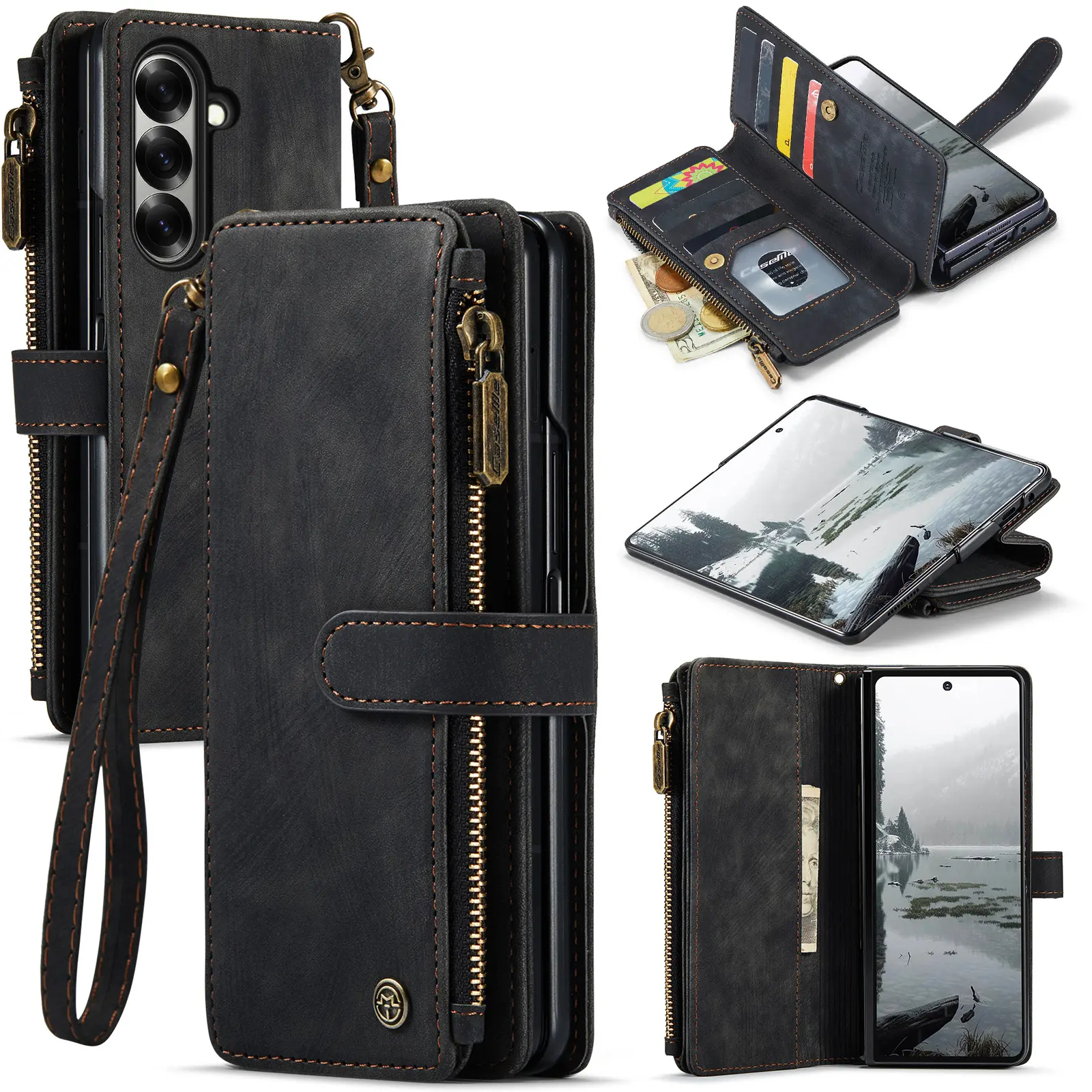 Zipper Wallet Samsung Galaxy Z Fold 8 Ultra musta