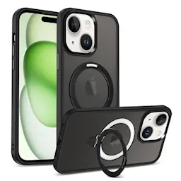 iPhone 15 Plus Magnetic hybriddeksel med stativfunksjon, Svart