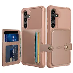 Samsung Galaxy S24 Stöttåligt Mobilskal med Plånbok, Rosa