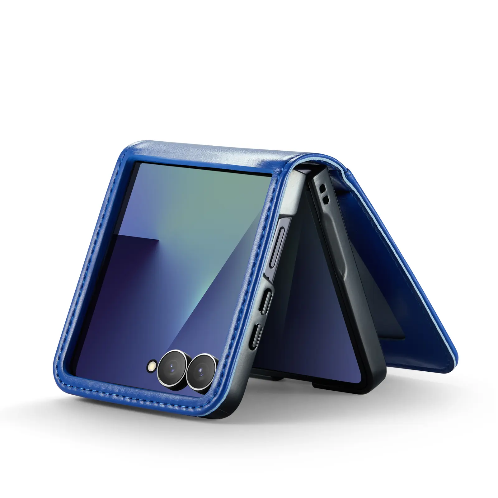 Äkta Läderfodral Samsung Galaxy Z Flip 8 Blå