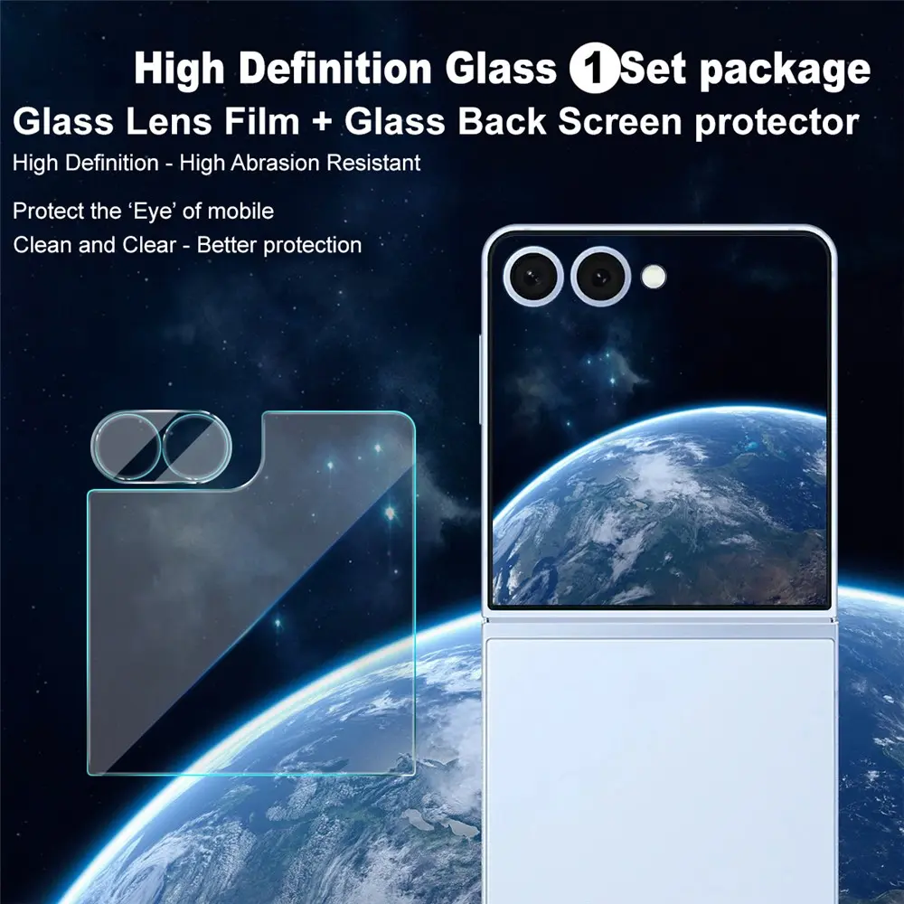 Härdat Glas Linsskydd + Ytterskärmskydd Samsung Galaxy Z Flip 8 Genomskinlig