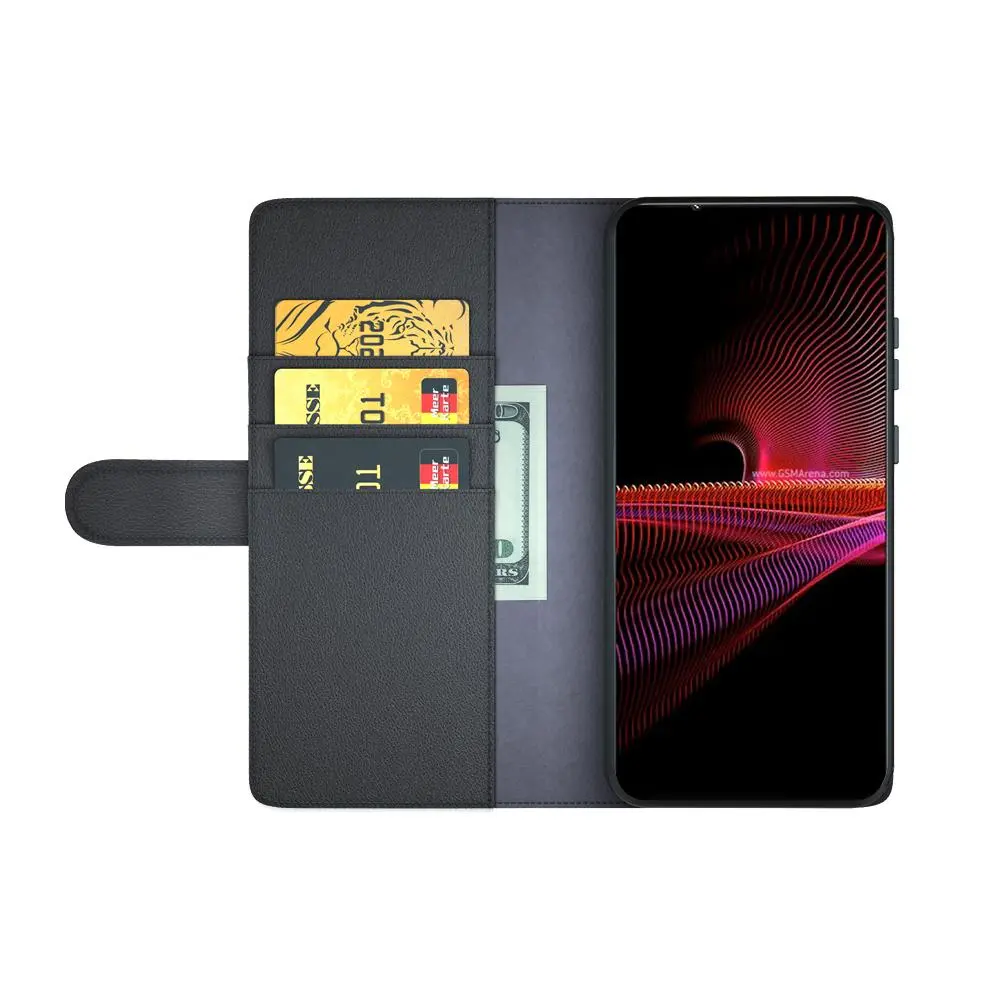 Äkta Läderfodral Sony Xperia 1 III Svart