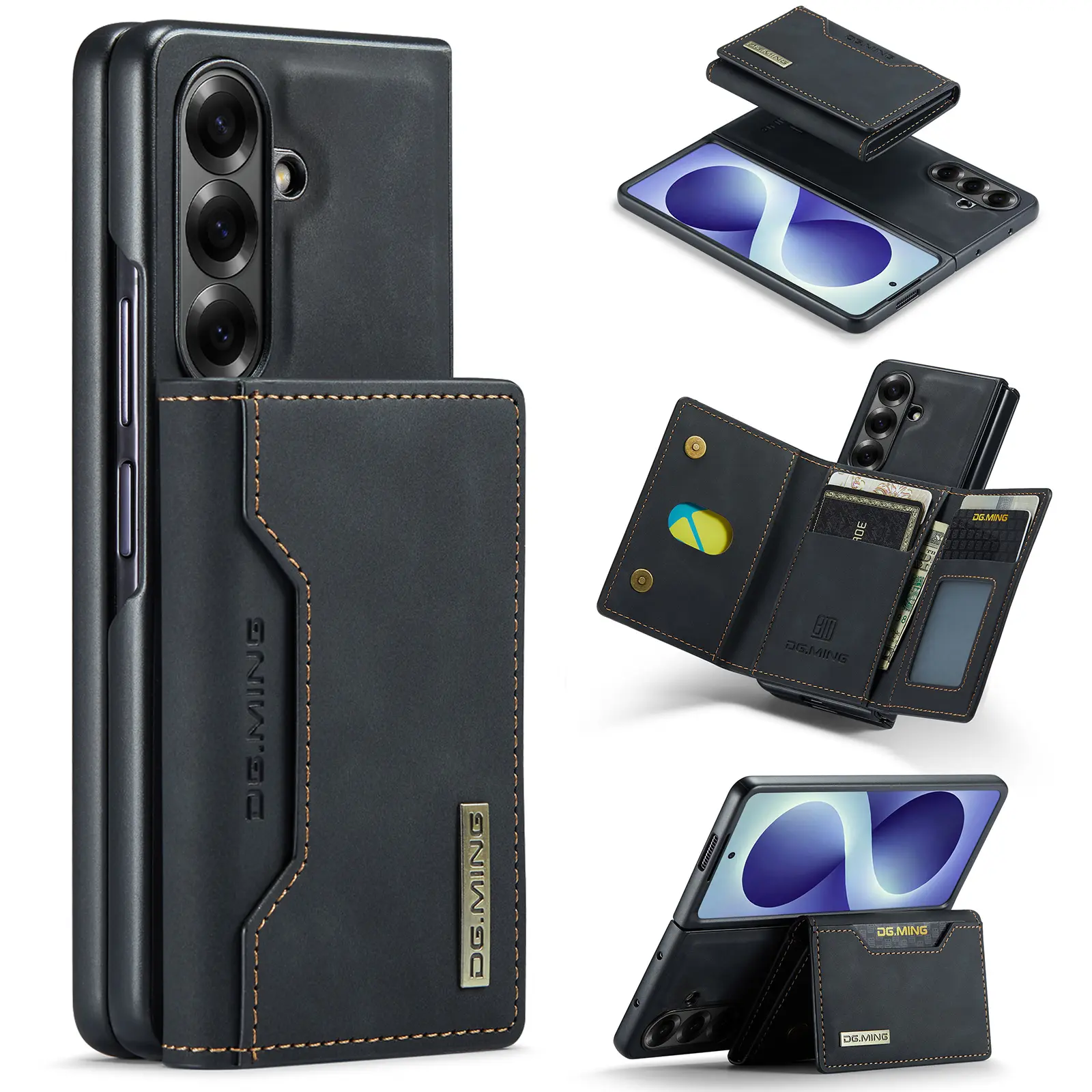 Samsung Galaxy Z Fold 8 Ultra Deksel med avtakbar lommebok, Svart