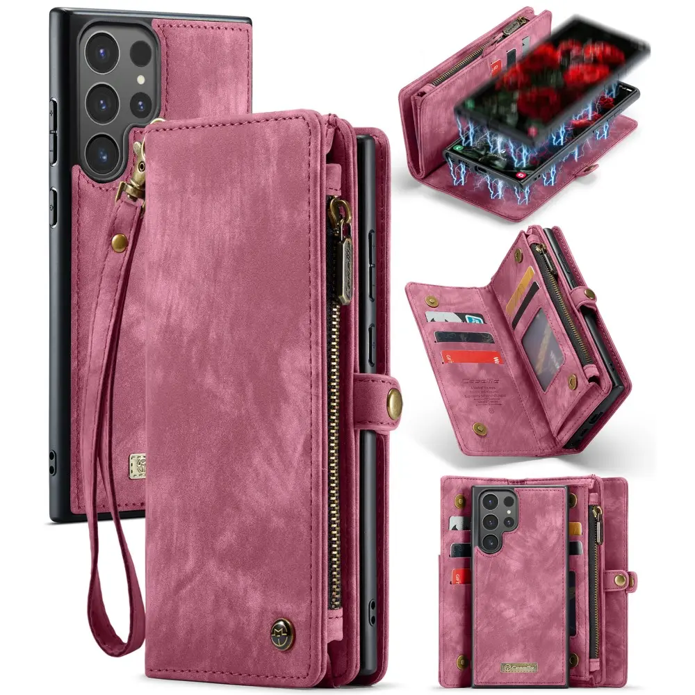 Samsung Galaxy S24 Ultra Rummeligt pungetui med mange kortholdere, Rød