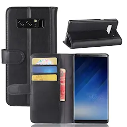 Samsung Galaxy Note 8 lompakkokotelo aidosta nahasta, Musta