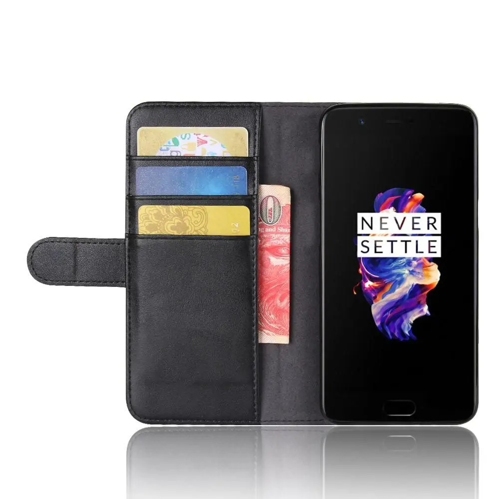 Äkta Läderfodral  OnePlus 5 Svart