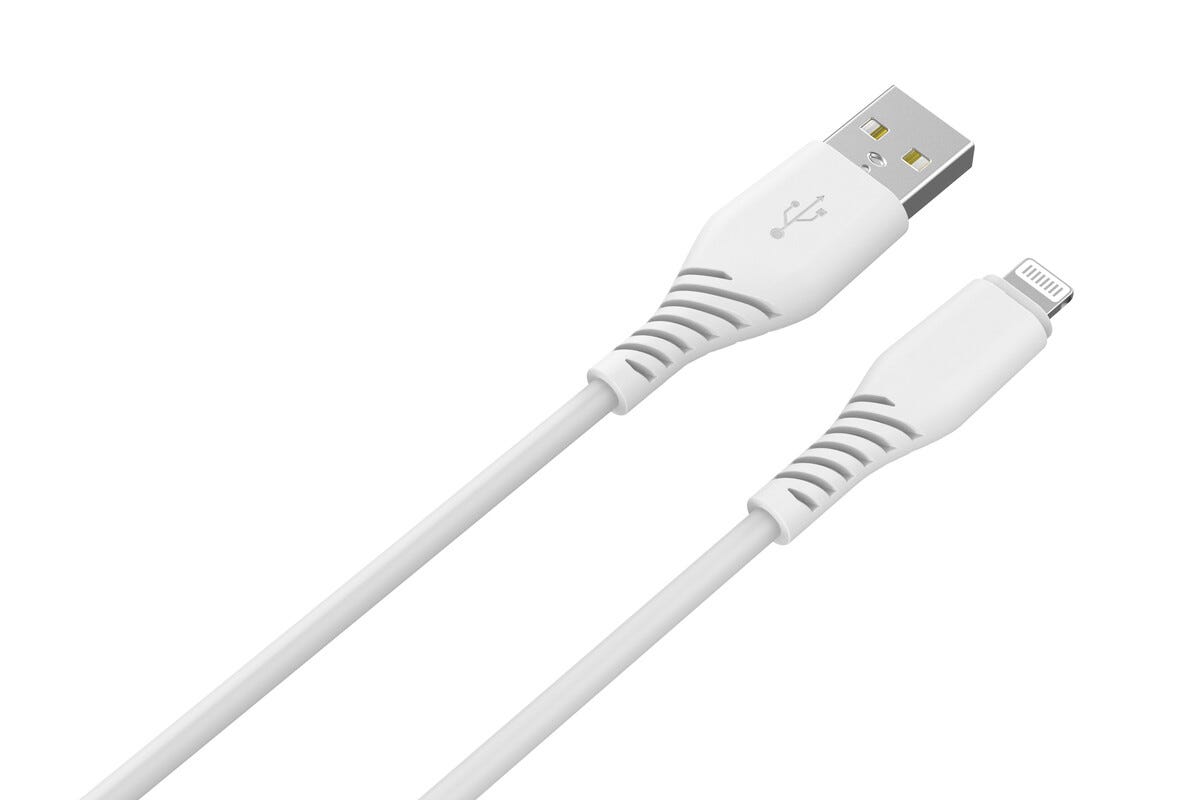 USB-A till Lightning kabel 2m Vit